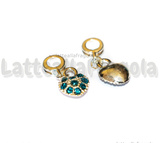 Ciondolo Cuore Pavè Strass Azzurri in metallo argentato 26x10mm