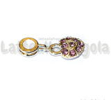 Ciondolo Cuore Pavè Strass Malva in metallo argentato 26x10mm