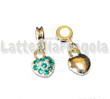 Ciondolo Cuore Pavè Strass Celeste in metallo argentato 26x10mm