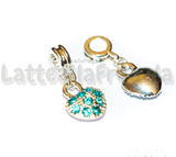 Ciondolo Cuore Pavè Strass Celeste in metallo argentato 26x10mm