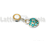 Ciondolo Cuore Pavè Strass Celeste in metallo argentato 26x10mm