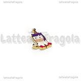 Charm Unicorno in Acciaio Inox dorato smaltato 14x8.5mm