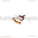 Charm Unicorno in Acciaio Inox dorato smaltato 14x8.5mm