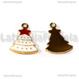 Ciondolo Albero di Natale in metallo dorato smaltato 25.5x16mm