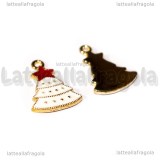 Charm Albero di Natale in metallo dorato smaltato 25.5x16mm