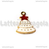 Charm Albero di Natale in metallo dorato smaltato 25.5x16mm