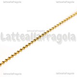 1 Metro di Catena a pallini in Acciaio Inox dorato 2mm