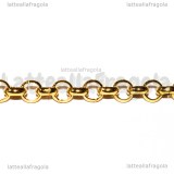 1 Metro Catena in Acciaio dorato maglia tonda 6x2mm
