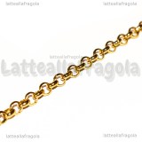 1 Metro Catena in Acciaio dorato maglia tonda 6x2mm