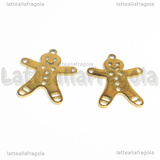 Ciondolo Gingerbread in Acciaio Inox Dorato 20x16x1mm