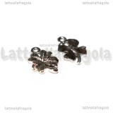 Charm Quadrifoglio in metallo argento antico 17x11mm