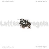 Charm Quadrifoglio in metallo argento antico 17x11mm