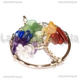 Ciondolo Albero della Vita e Pietre 7 Chakra in ottone argentato intrecciato 30mm