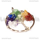 Ciondolo Albero della Vita e Pietre 7 Chakra in ottone argentato intrecciato 30mm