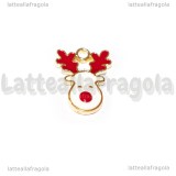 Charm Rudolf in metallo dorato smaltato 17x13mm