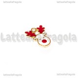 Charm Rudolf in metallo dorato smaltato 17x13mm