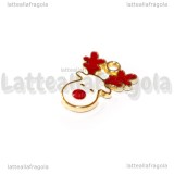 Charm Rudolf in metallo dorato smaltato 17x13mm