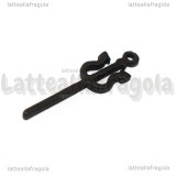 Ciondolo Tridente in metallo smaltato nero 29x8mm