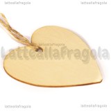 Ciondolo Cuore in Legno Naturale 80x80mm