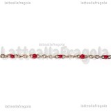 10Metri (Bobina) di Catena Rosario Rosso Smaltato in Acciaio Inox 2x1.5mm