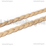 1 Metro Cordino Similpelle intrecciata scamosciata Tortora 7x3mm