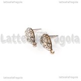 Orecchini a perno Goccia Filigranata in rame argentato 15x13mm