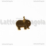 Ciondolo Elefante in Acciaio Inox Dorato 14x11mm