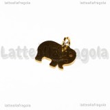 Ciondolo Elefante in Acciaio Inox Dorato 14x11mm