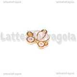 Charm Carrozza di Cenerentola in metallo dorato smaltato rosa 13x12mm