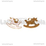Charm Unicorno a Dondolo in metallo dorato smaltato Rosa 16x13mm