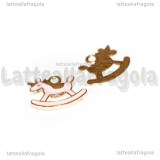 Charm Unicorno a Dondolo in metallo dorato smaltato Rosa 16x13mm