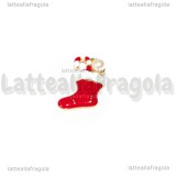 Charm Calza Natalizia in metallo dorato smaltato 19x11mm