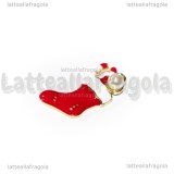 Charm Calza Natalizia in metallo dorato smaltato 19x11mm