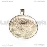 Base tonda in metallo Silver Plated per Cammei 30mm