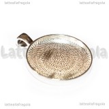 Base tonda in metallo Silver Plated per Cammei 30mm