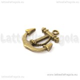 Charm Ancora double-face in metallo color bronzo 23x20mm