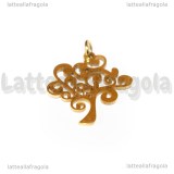 Ciondolo Albero della Vita in Acciaio Inox Dorato 21.5x18.5mm