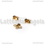 Charm 3D Cuore in Acciaio Inox Dorato 9x7mm