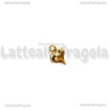 Charm 3D Cuore in Acciaio Inox Dorato 9x7mm