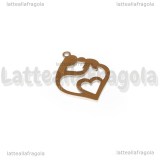 Ciondolo Cuore Mamma e Figlio in Acciaio Inox 24x17mm