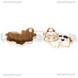 Charm Mucca in metallo dorato smaltato 19x16mm