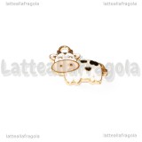 Charm Mucca in metallo dorato smaltato 19x16mm