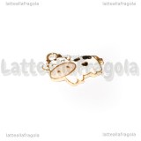 Charm Mucca in metallo dorato smaltato 19x16mm