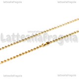 Collana in Acciaio Inox dorato 60cm catena a pallini 1.5mm