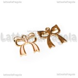 Ciondolo Fiocco Rosa in metallo dorato smaltato 19.5x17.5mm
