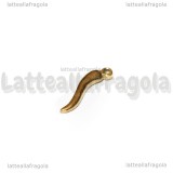 Ciondolo Cornetto Portafortuna 3D in Acciaio Inox Dorato 19.5x5mm