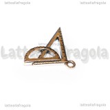Ciondolo Squadra e Goniometro in metallo argento antico 24x17mm
