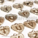 Set Alfabeto Cuori in metallo argentato 16x15mm 26pezzi