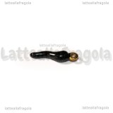 Ciondolo Cornetto Portafortuna 3D in Acciaio Dorato smaltato Nero 17.5x4.5mm