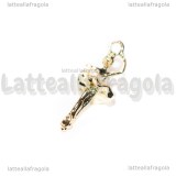 Ciondolo Ballerina 3D in metallo dorato smaltato 28x11mm